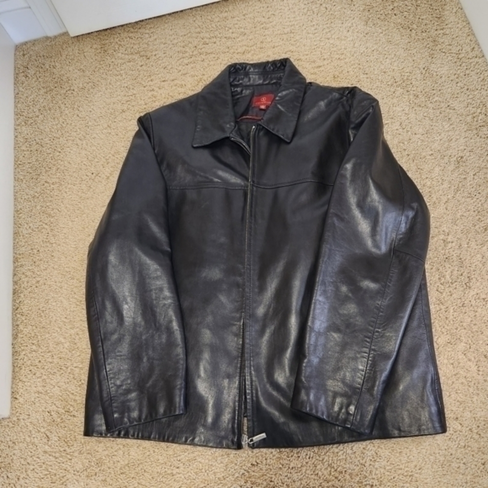 Cole Haan XL Moto Jacket Zip Out Removable Quilted Liner Leather Pockets‎ Collar - Picture 8 of 8